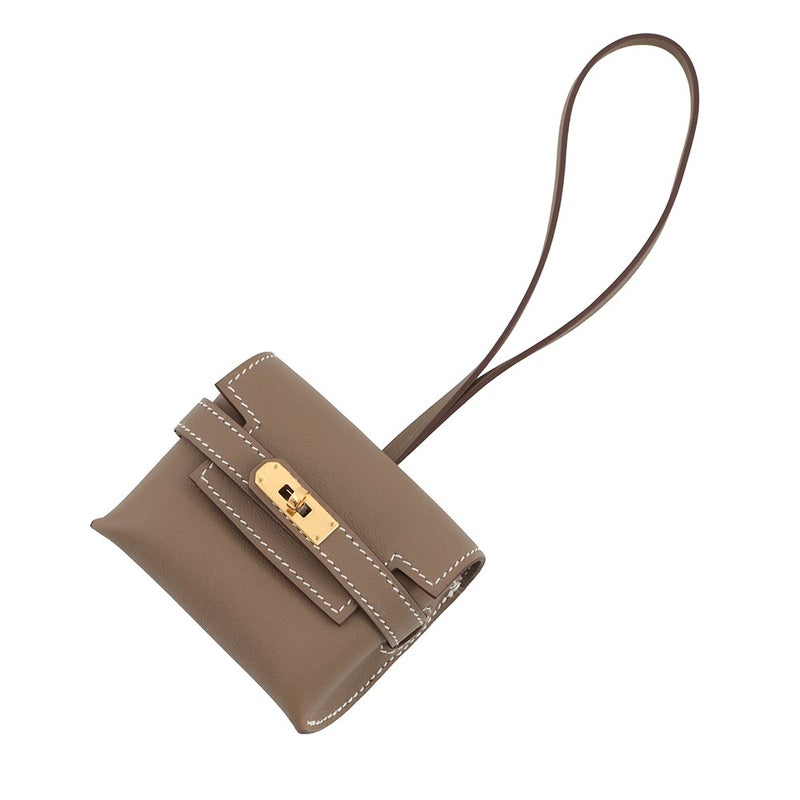 エルメス バッグチャーム ケリー フェスティバル チャーム エトゥープ/ゴールド金具 スイフト K刻印