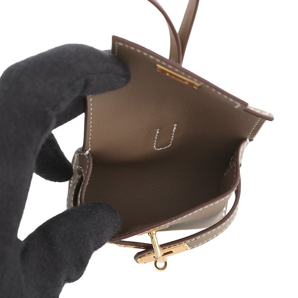 エルメス バッグチャーム ケリー フェスティバル チャーム エトゥープ/ゴールド金具 スイフト K刻印