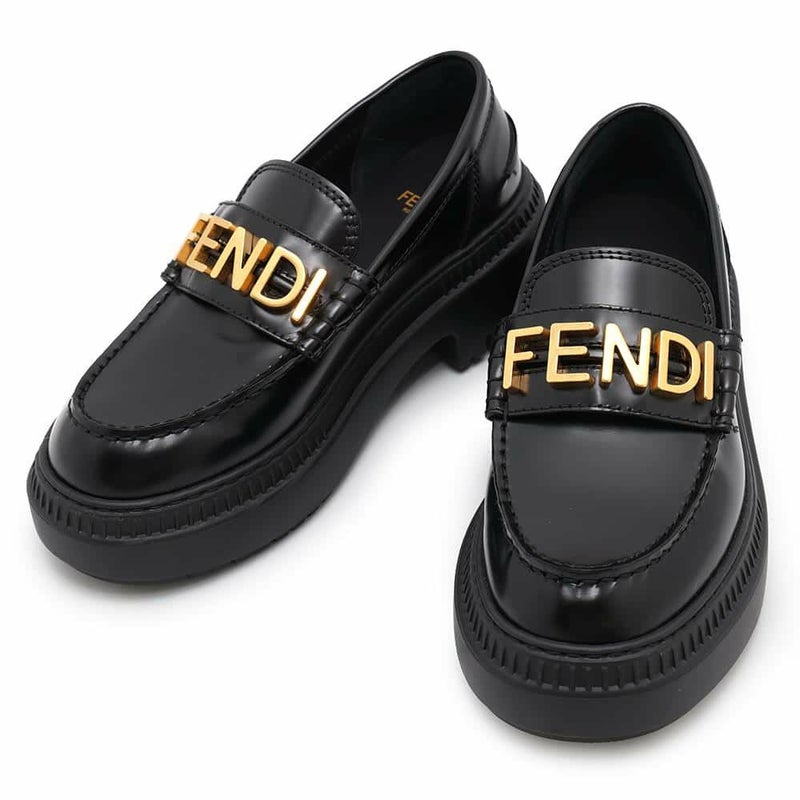フェンディ ローファー グラフィ レザー レディースサイズ36 8D8383 FENDI 靴 黒
