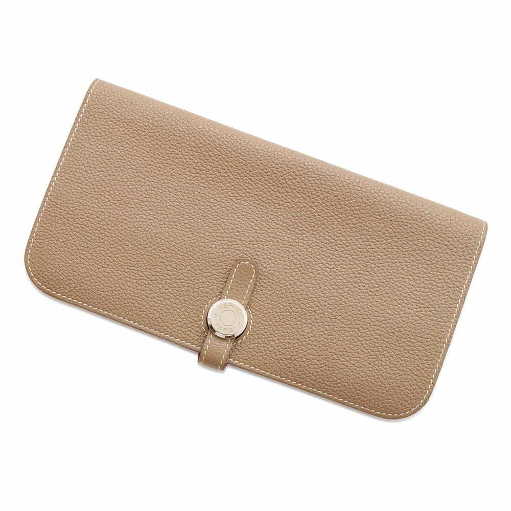 エルメス 長財布 ドゴンロング エトゥープ/シルバー金具 トゴ X刻印