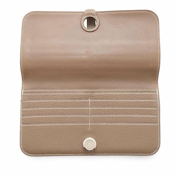 エルメス 長財布 ドゴンロング エトゥープ/シルバー金具 トゴ X刻印 HERMES 財布