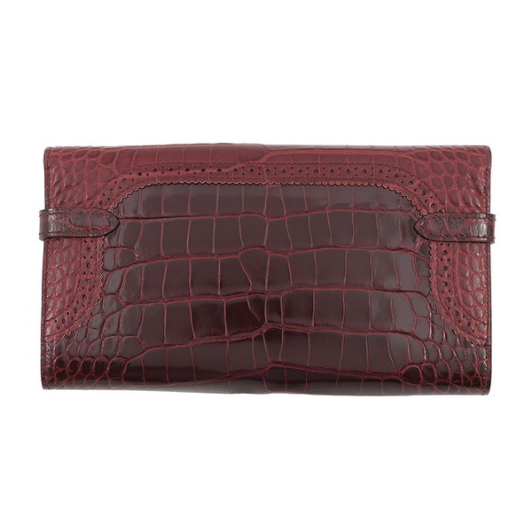 エルメス 長財布 ケリーウォレット ギリーズ ルージュアッシュ/シルバー金具 アリゲーター/アリゲーターマット D刻印