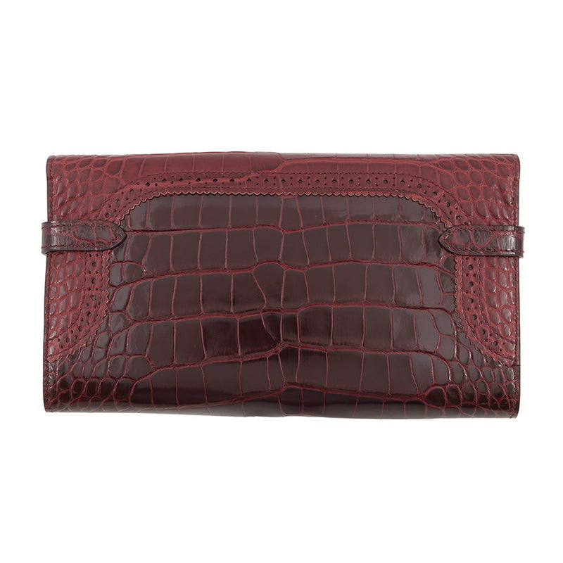 エルメス 長財布 ケリーウォレット ギリーズ ルージュアッシュ/シルバー金具 アリゲーター/アリゲーターマット D刻印