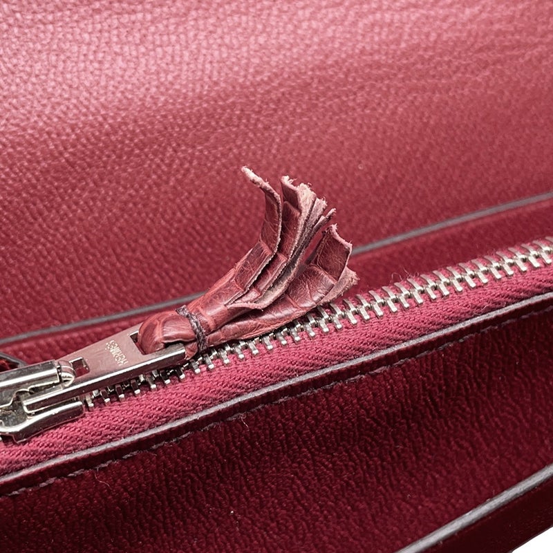 エルメス 長財布 ケリーウォレット ギリーズ ルージュアッシュ/シルバー金具 アリゲーター/アリゲーターマット D刻印