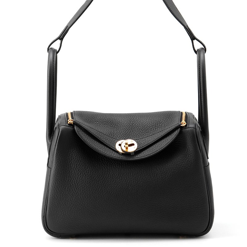 エルメス ハンドバッグ リンディ26 ブラック/ゴールド金具 トリヨンクレマンス K刻印 ２wayショルダー 黒