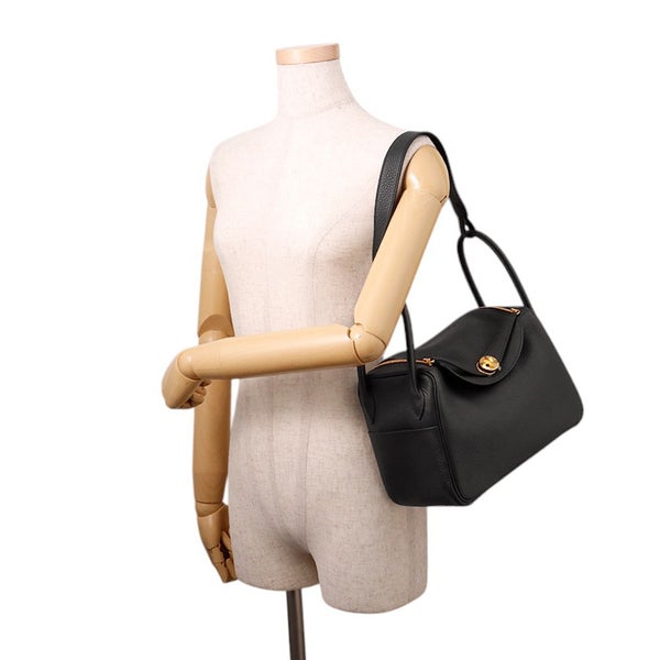 エルメス ハンドバッグ リンディ26 ブラック/ゴールド金具 トリヨンクレマンス K刻印 ２wayショルダー 黒