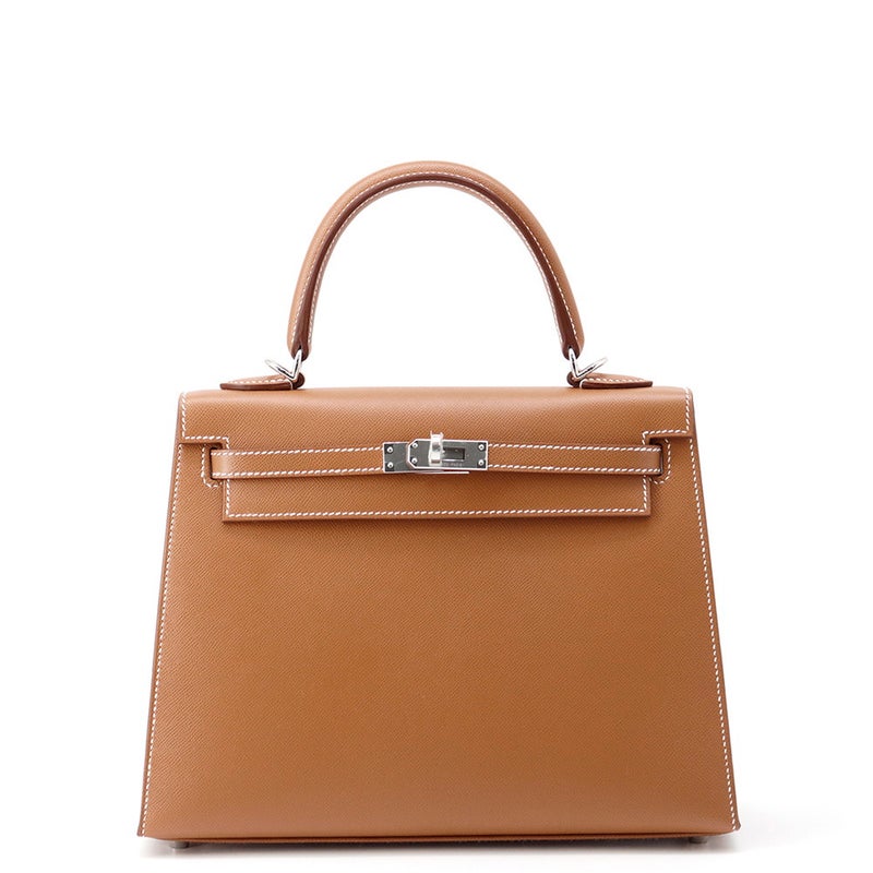 エルメス ハンドバッグ ケリー25 外縫い ゴールド/シルバー金具 ヴォーマダム G刻印 ２wayショルダー