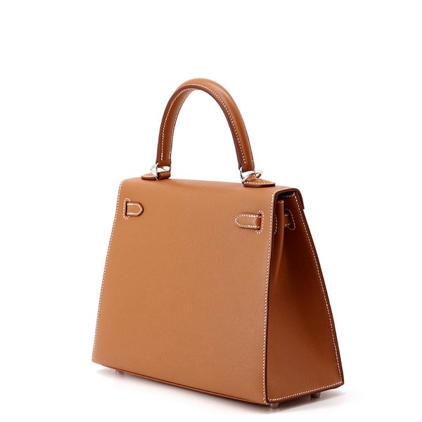 エルメス ハンドバッグ ケリー25 外縫い ゴールド/シルバー金具 ヴォーマダム G刻印 ２wayショルダー