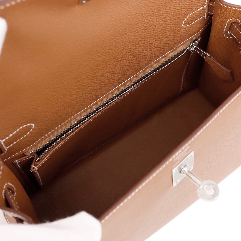 エルメス ハンドバッグ ケリー25 外縫い ゴールド/シルバー金具 ヴォーマダム G刻印 ２wayショルダー