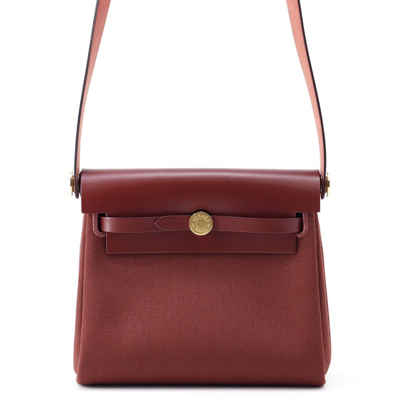 エルメス ショルダーバッグ エールバッグジップ ミニ ルージュアッシュ/ゴールド金具 トワルミリタリー/ヴァッシュハンター K刻印