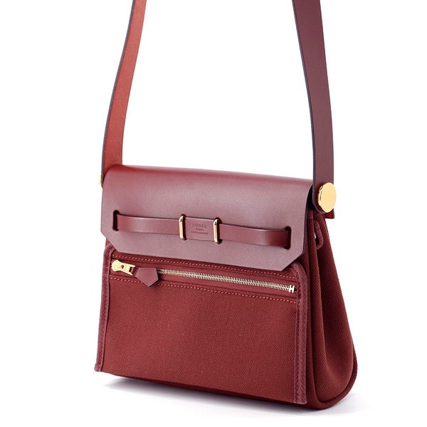 エルメス ショルダーバッグ エールバッグジップ ミニ ルージュアッシュ/ゴールド金具 トワルミリタリー/ヴァッシュハンター K刻印