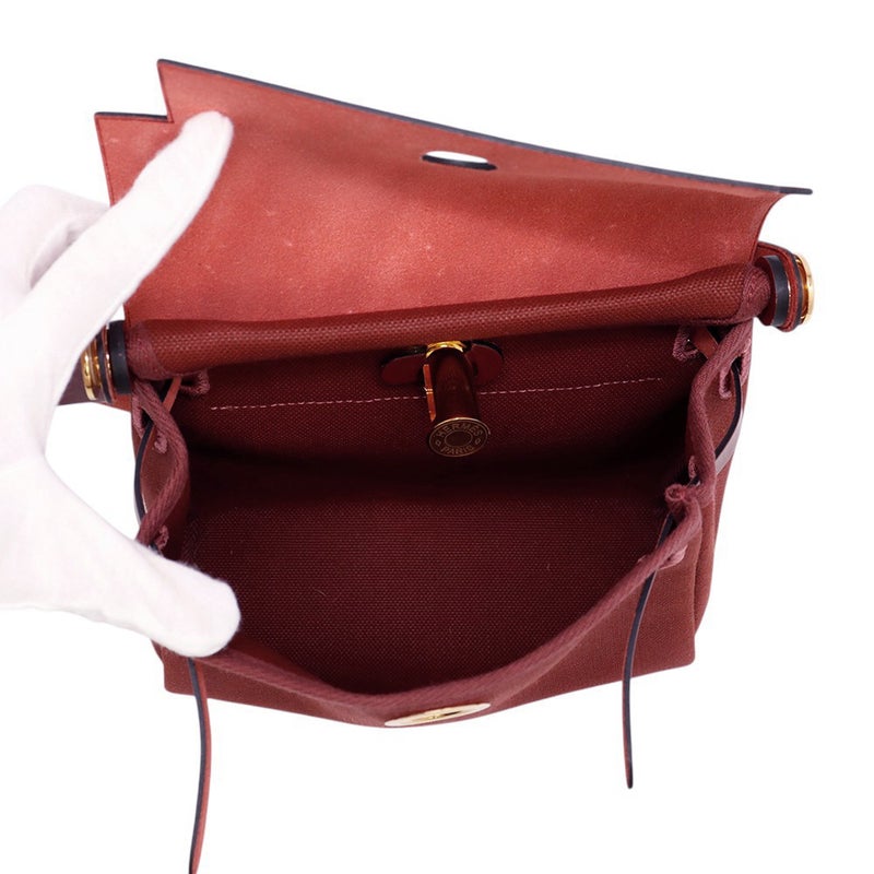 エルメス ショルダーバッグ エールバッグジップ ミニ ルージュアッシュ/ゴールド金具 トワルミリタリー/ヴァッシュハンター K刻印