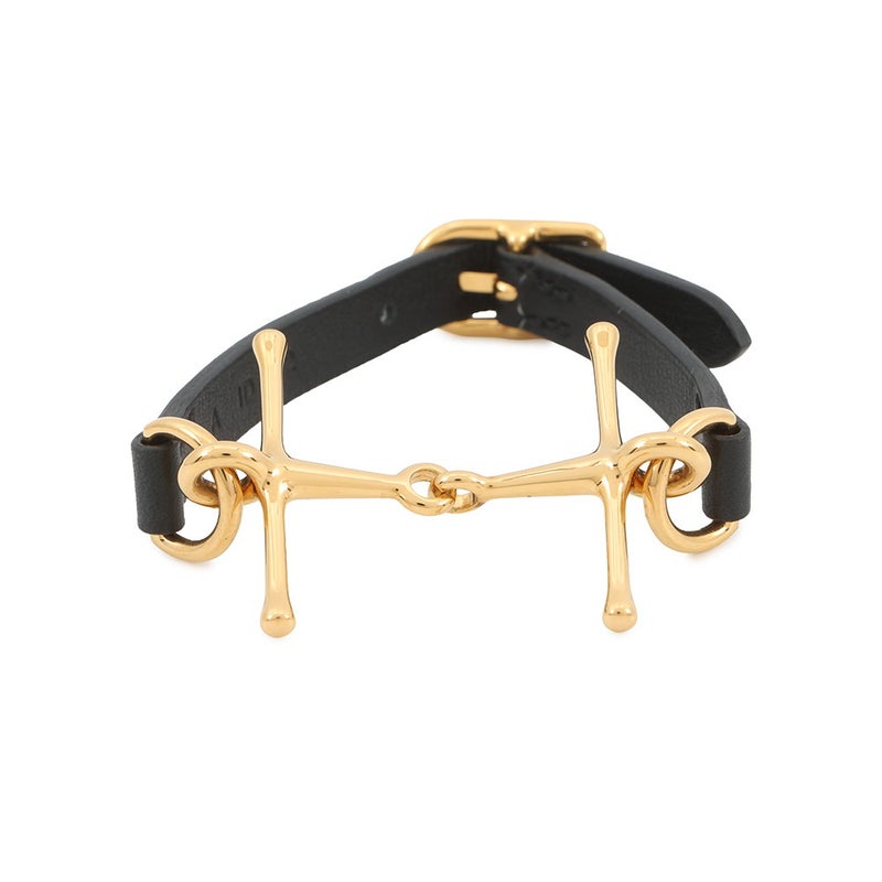 エルメス ブレスレット モール ホースビット ブラック/ゴールド金具 スイフト  A刻印 サイズT2 HERMES アクセサリー 黒