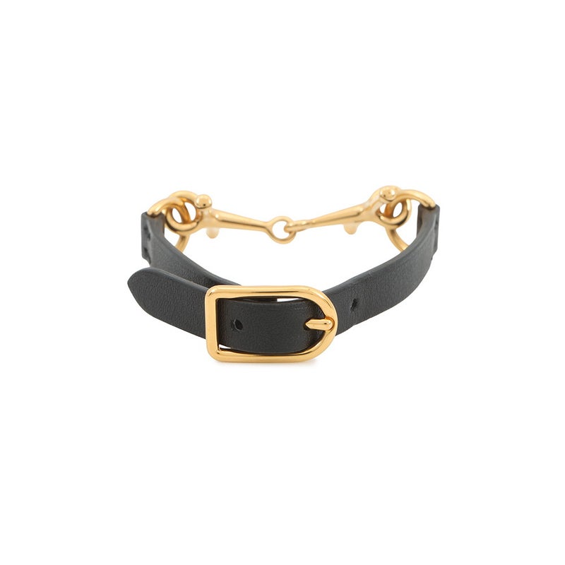 エルメス ブレスレット モール ホースビット ブラック/ゴールド金具 スイフト  A刻印 サイズT2 HERMES アクセサリー 黒