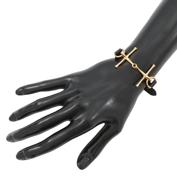 エルメス ブレスレット モール ホースビット ブラック/ゴールド金具 スイフト  A刻印 サイズT2 HERMES アクセサリー 黒