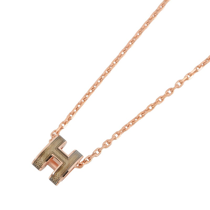 エルメス ネックレス ミニ・ポップアッシュ スプラッシュH ブロンズドレ/ピンクゴールド金具 HERMES アクセサリー ポップH