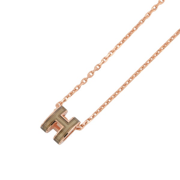 エルメス ネックレス ミニ・ポップアッシュ スプラッシュH ブロンズドレ/ピンクゴールド金具 HERMES アクセサリー ポップH