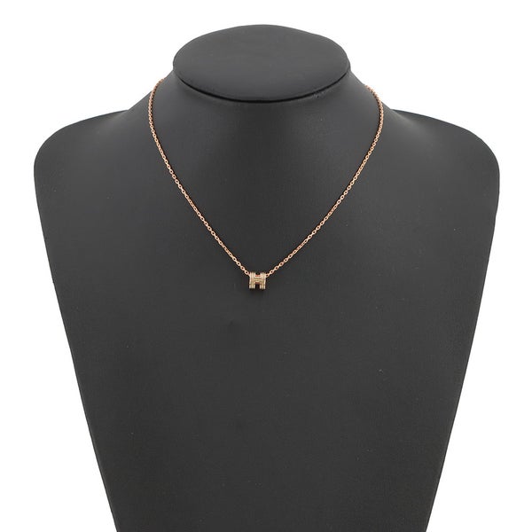 エルメス ネックレス ミニ・ポップアッシュ スプラッシュH ブロンズドレ/ピンクゴールド金具 HERMES アクセサリー ポップH