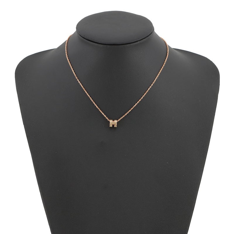エルメス ネックレス ミニ・ポップアッシュ スプラッシュH ブロンズドレ/ピンクゴールド金具 HERMES アクセサリー ポップH