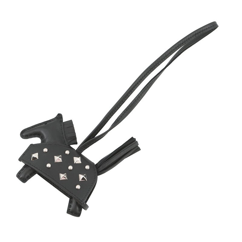 エルメス バッグチャーム ロデオPM ロベオ ロック ブラック/シルバー金具 ラムスキン K刻印 HERMES チャーム 黒