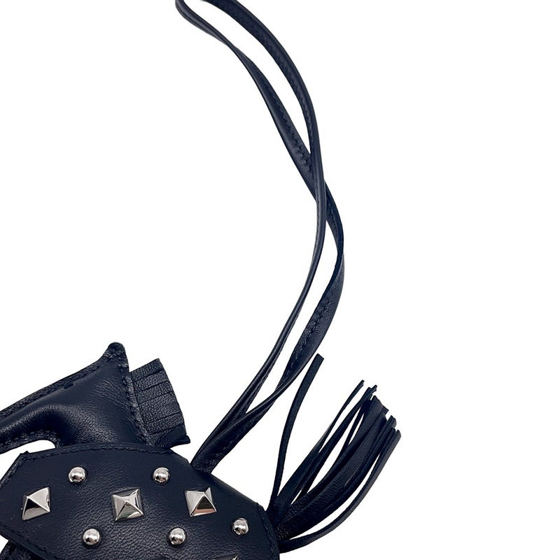 エルメス バッグチャーム ロデオPM ロベオ ロック ブラック/シルバー金具 ラムスキン K刻印 HERMES チャーム 黒