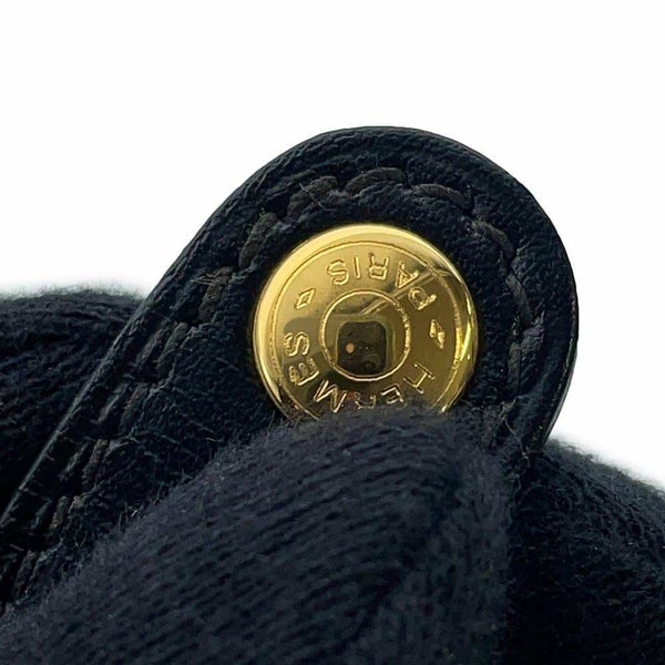 エルメス グローブホルダー ブラック/ゴールド金具 ボックスカーフ HERMES 手袋 黒