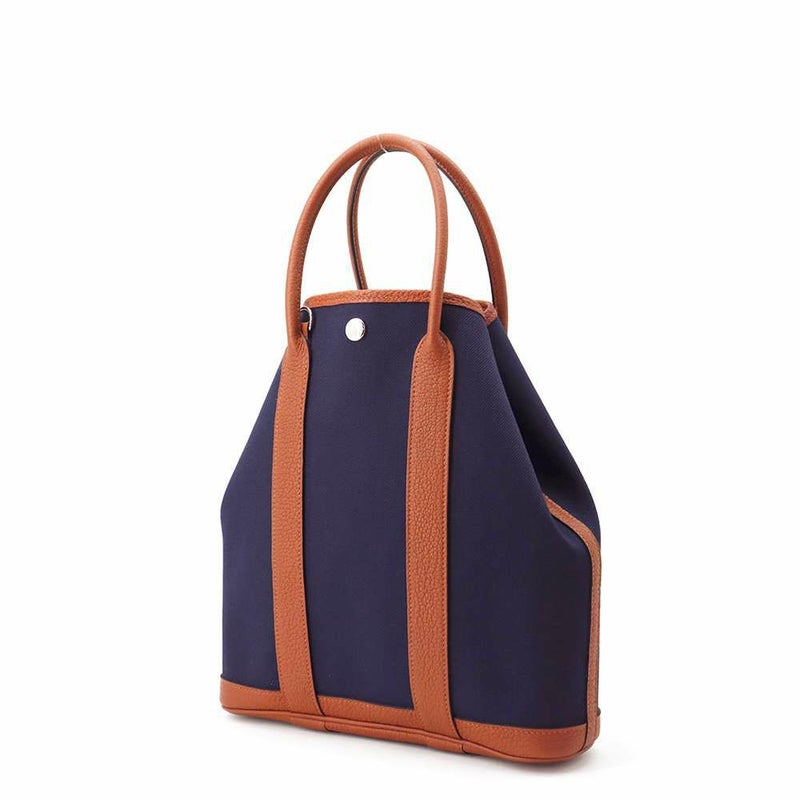 エルメス トートバッグ ガーデンファイルPM ブルーインディゴ/キュイーブル/シルバー金具 トワルミリタリー/ネゴンダ Z刻印
