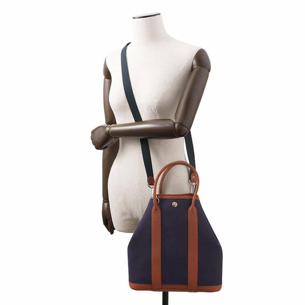 エルメス トートバッグ ガーデンファイルPM ブルーインディゴ/キュイーブル/シルバー金具 トワルミリタリー/ネゴンダ Z刻印