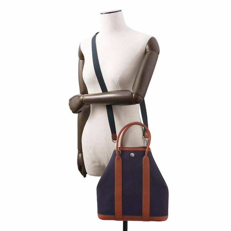 エルメス トートバッグ ガーデンファイルPM ブルーインディゴ/キュイーブル/シルバー金具 トワルミリタリー/ネゴンダ Z刻印