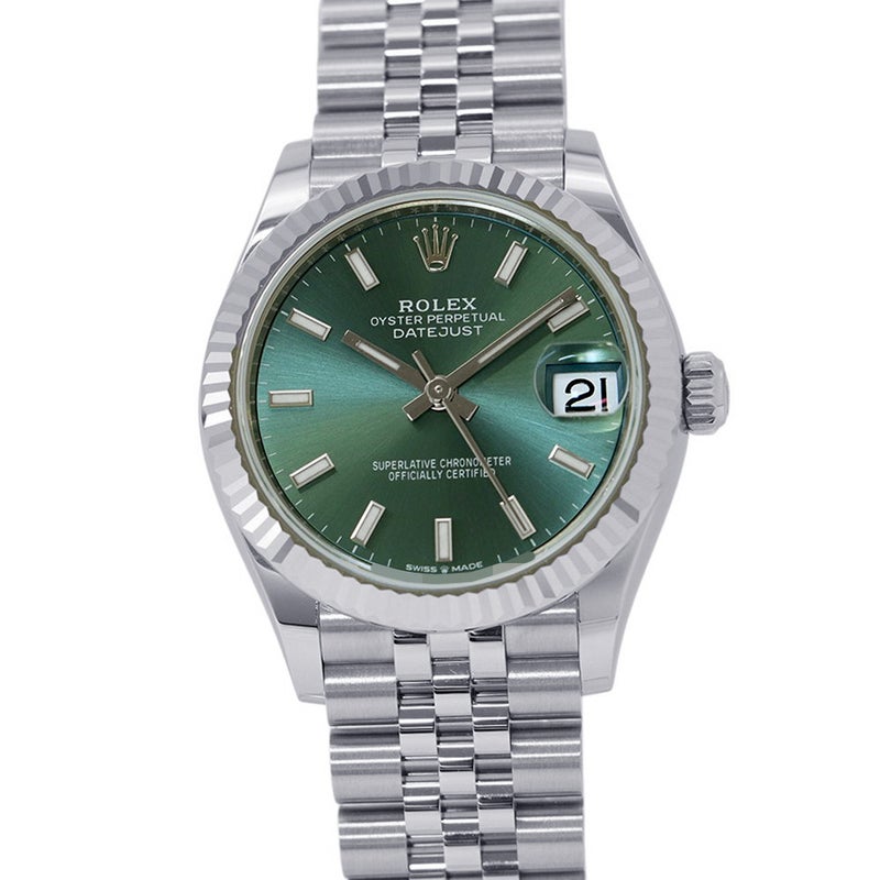 ロレックス デイトジャスト31 SS/K18WG ランダムシリアル ルーレット 278274 ROLEX 腕時計 ミントグリーン文字盤
