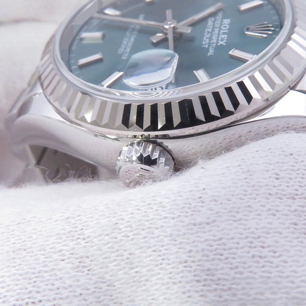 ロレックス デイトジャスト31 SS/K18WG ランダムシリアル ルーレット 278274 ROLEX 腕時計 ミントグリーン文字盤