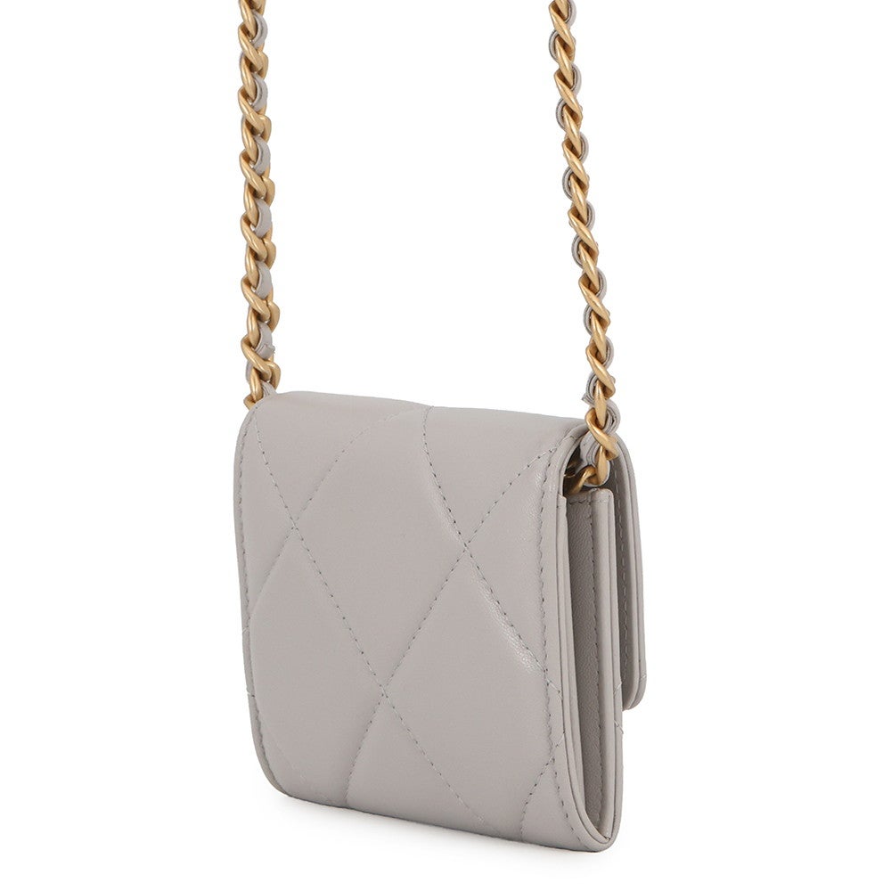 【未使用品】CHANEL シャネル CHANEL19 フラップパース 財布 チェーンウォレット ミニサイズ ラムスキン ライトグリーン　ピスタチオグリーン スリーカラー ヴィンテージ金具 AP1787 チェーンショルダー【ブランドギャラリー東心斎橋店】 未使用品】CHANEL シャネル CHANEL19 フラップコインパース 財布