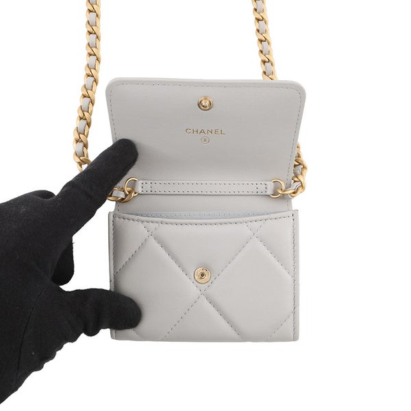 シャネル チェーンウォレット CHANEL19 フラップコンパクト コインパース ラムスキン AP1787 CHANEL 財布 小銭入れ