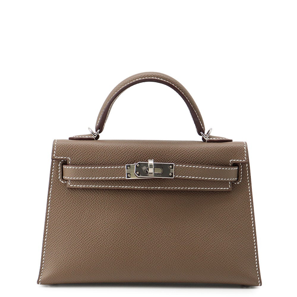エルメス  ミニケリー2 ヴォーエプソン K刻印 シルバー金具2WAYレザーショルダーハンドバッグ レディース HERMES - エルメス ミニケリー2 ヴォーエプソン K刻印 シルバー金具