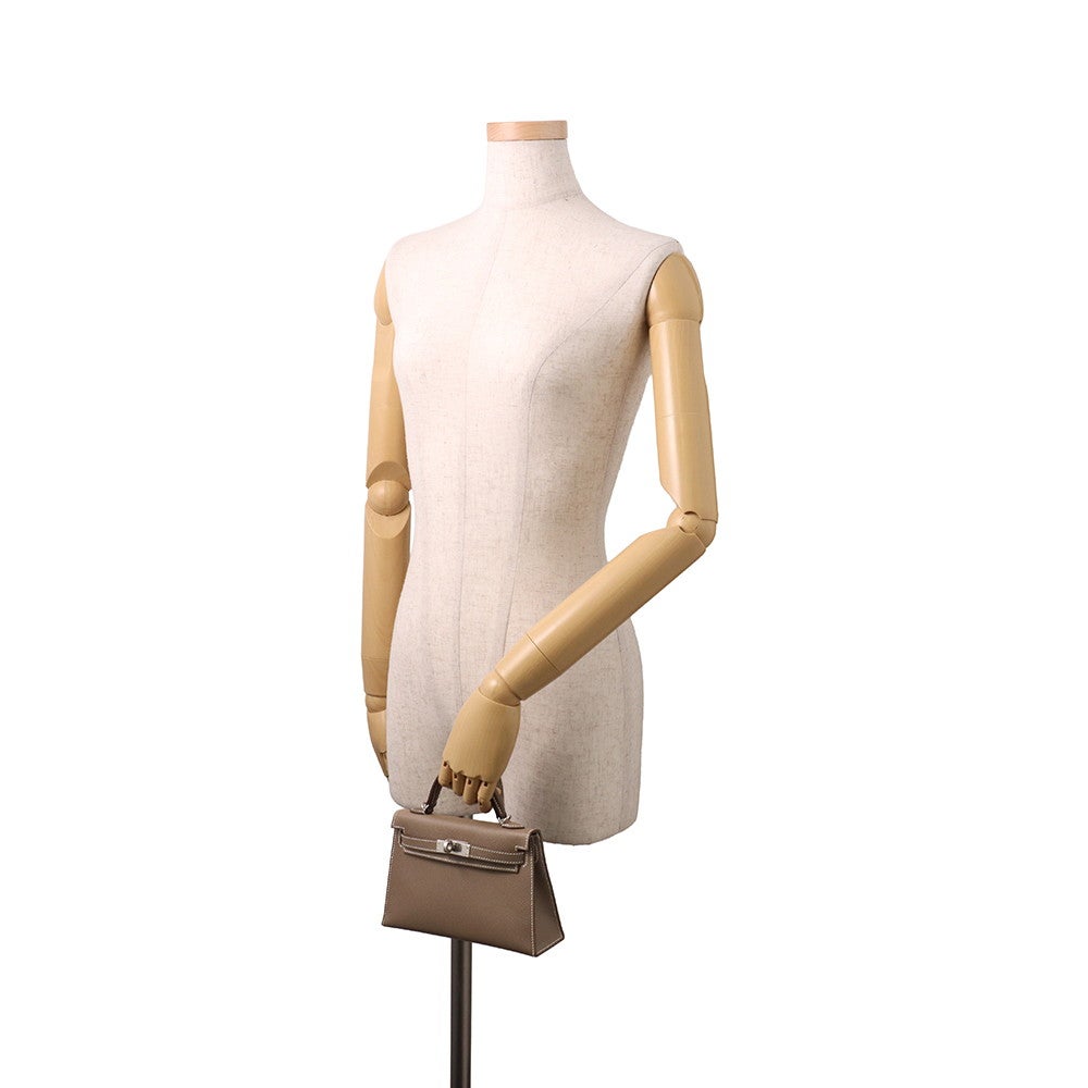 エルメス ハンドバッグ ミニケリー2 外縫い エトゥープ/シルバー金具