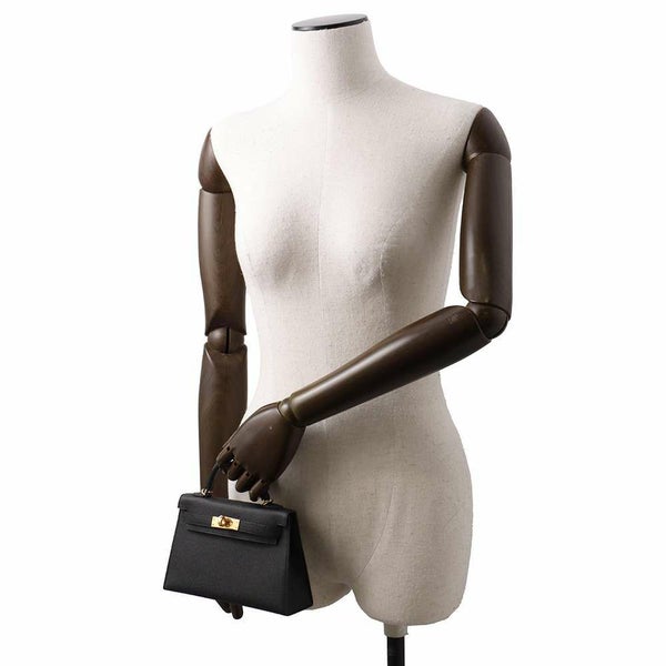 エルメス ハンドバッグ ミニケリードゥ 外縫い ブラック/ゴールド金具 エプソン W刻印 2wayショルダー 黒