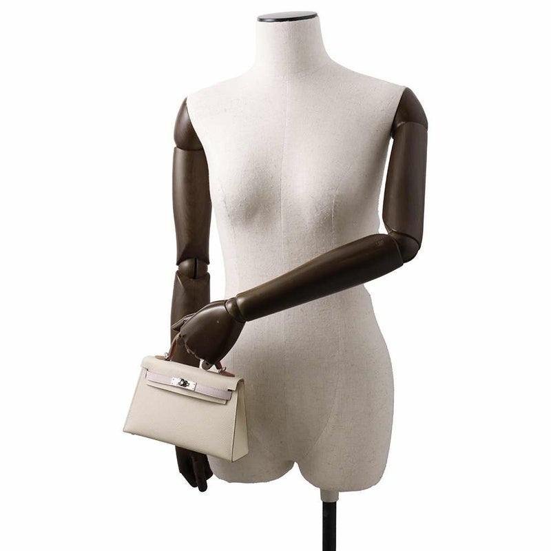 エルメス ミニケリードゥ 外縫い トリコロール クレ/モーヴペール/ゴールド/シルバー金具 エプソン B刻印