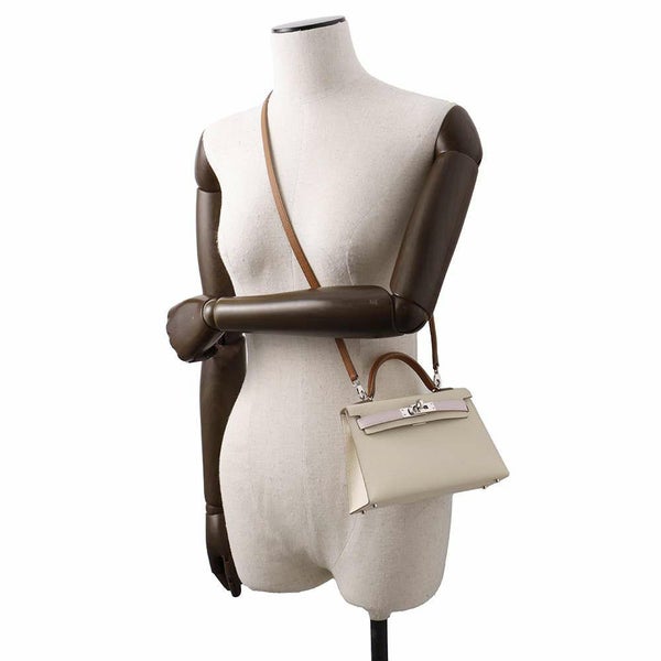 エルメス ミニケリードゥ 外縫い トリコロール クレ/モーヴペール/ゴールド/シルバー金具 エプソン B刻印