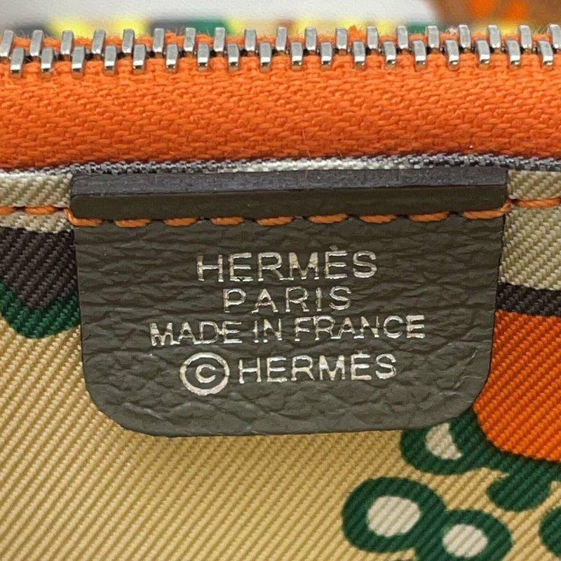 エルメス コインケース アザップコンパクト シルクイン グリメイヤー/シルバー金具 エプソン W刻印