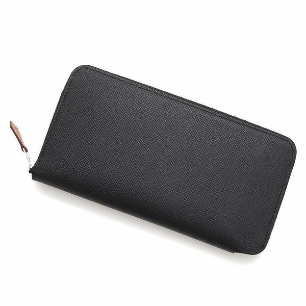 エルメス 長財布 アザップロング シルクイン ブラック/シルバー金具 エプソン W刻印 財布 黒