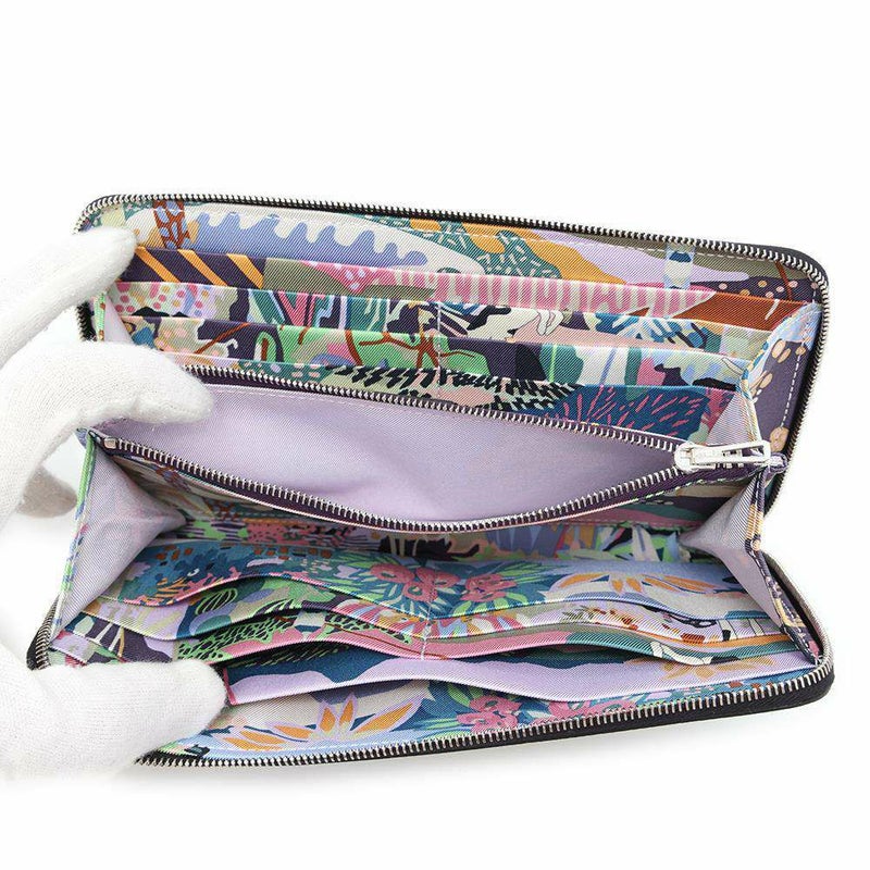 エルメス 長財布 アザップロング シルクイン ブラック/シルバー金具 エプソン W刻印 財布 黒