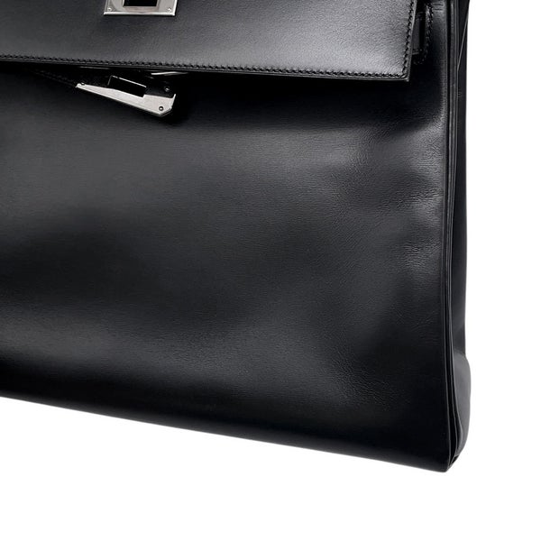 エルメス ハンドバッグ ケリー32 内縫い ブラック/シルバー金具 シャモニー □G刻印 ２wayショルダー 黒