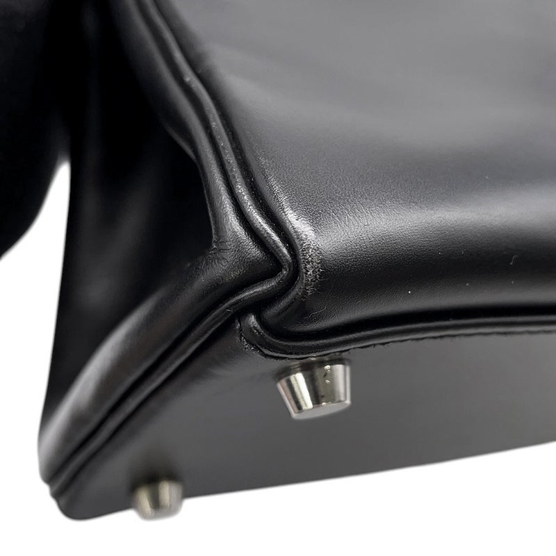 エルメス ハンドバッグ ケリー32 内縫い ブラック/シルバー金具 シャモニー □G刻印 ２wayショルダー 黒