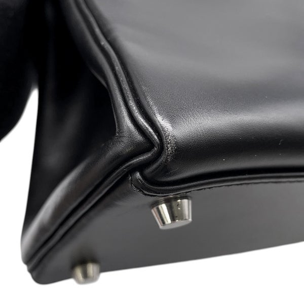 エルメス ハンドバッグ ケリー32 内縫い ブラック/シルバー金具 シャモニー □G刻印 ２wayショルダー 黒