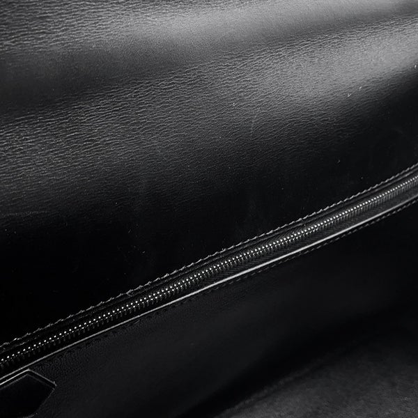 エルメス ハンドバッグ ケリー32 内縫い ブラック/シルバー金具 シャモニー □G刻印 ２wayショルダー 黒
