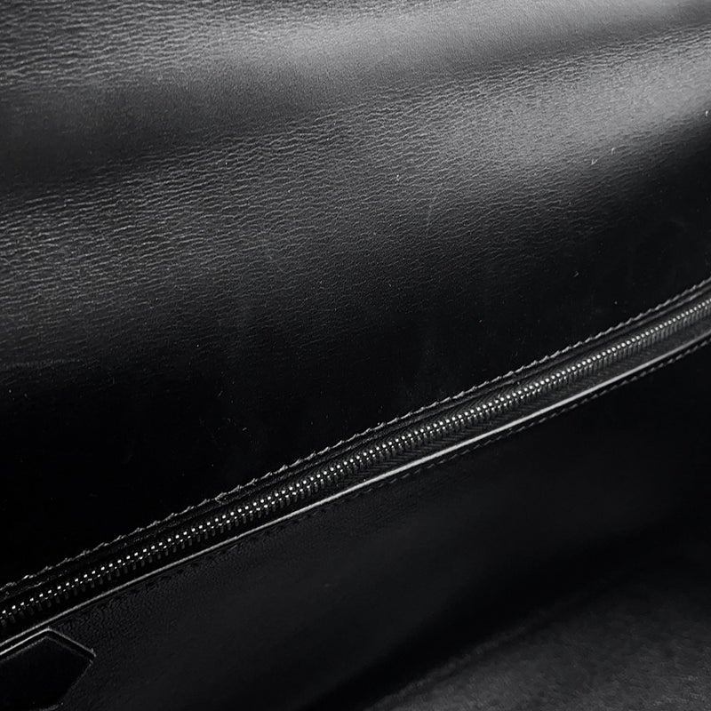 エルメス ハンドバッグ ケリー32 内縫い ブラック/シルバー金具 シャモニー □G刻印 ２wayショルダー 黒