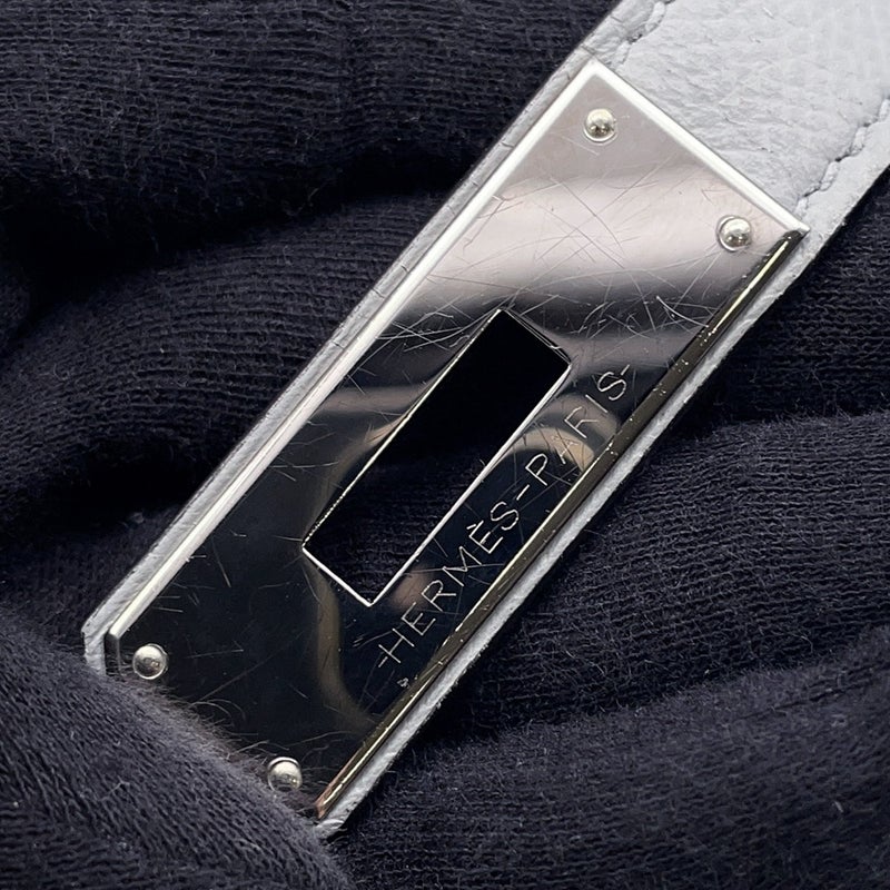 エルメス ハンドバッグ ケリー28 外縫い ブルーグラシエ/シルバー金具 エプソン C刻印 ２wayショルダー