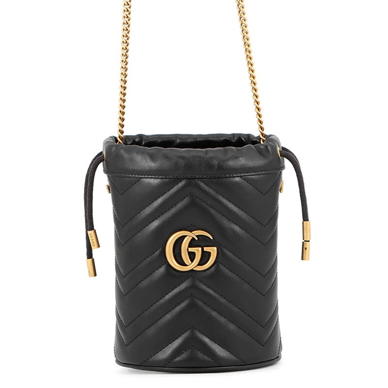 グッチ チェーンショルダーバッグ GGマーモント ミニバケットバッグ 575163 GUCCI キルティング 黒