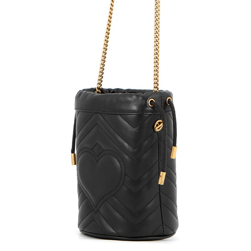 グッチ チェーンショルダーバッグ GGマーモント ミニバケットバッグ 575163 GUCCI キルティング 黒