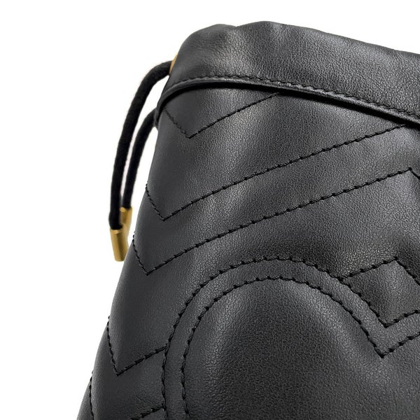グッチ チェーンショルダーバッグ GGマーモント ミニバケットバッグ 575163 GUCCI キルティング 黒